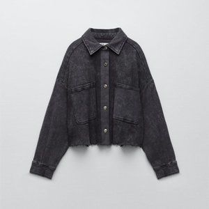Zara WASHED EFFECT SHORT OVERSHIRT GRAY